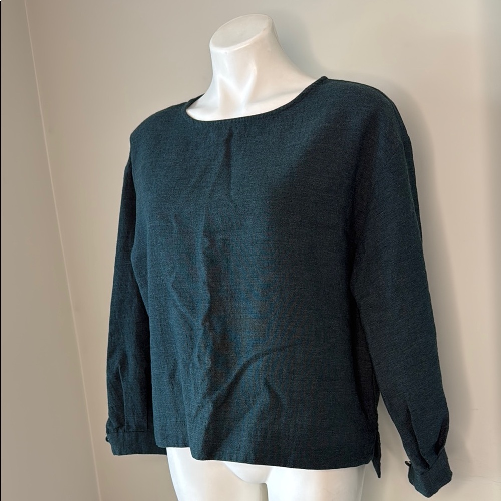 Lokapala Teal Linen and Wool Top EUC Medium